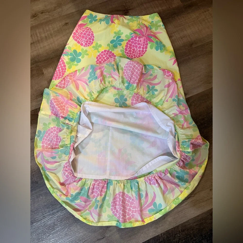 Lilly Pulitzer Vintage Pink Pineapple Floral Ruffled Maxi Skirt Size 12 - Picture 12 of 12